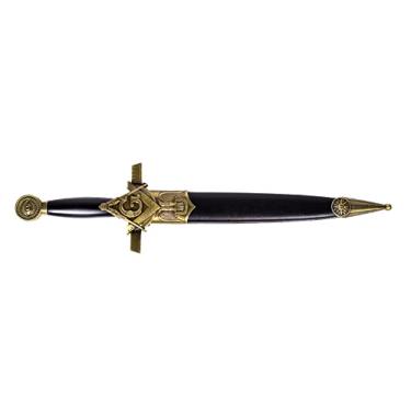 Imagem de Adaga de lâmina de aço inoxidável maçônica com bússola quadrada símbolo maçônico maçônico faca em relevo presente para homens embalado em estojo de couro