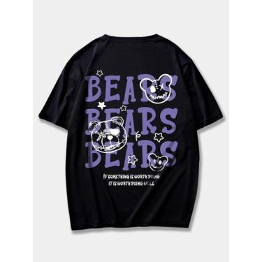 Imagem de Camiseta Oversized Urso Bears Letras Grandes Estilo De Rua - crushed, 