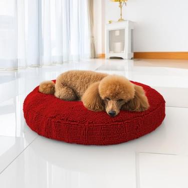 Imagem de Muddy Mat Cama Cloud K-9 para cães e gatos, cama macia e relaxante, material de chenille, capa removível, lavável e segura na secadora - vermelho médio (90 x 99 cm)
