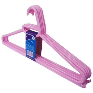 Imagem de Cabide Adulto 5 Pçs Rosa Reforçado 41X18Cm Trioplast