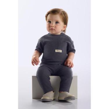 Imagem de Conjunto Camiseta e Calça para Bebê Up Baby, Cinza, M