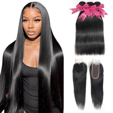 Imagem de Pacotes de tecelagem de cabelo Fashowbeauty 12A Straight 18 cm 20 cm 2