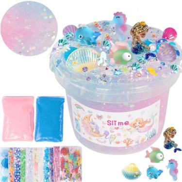 Imagem de Kit de lodo Vomkela Mermaid Clear Slime Bucket 300 ml para crianças
