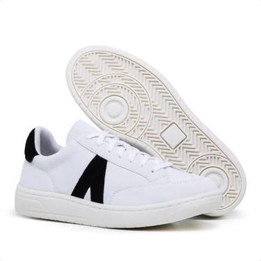 Imagem de Tenis Branco Escolar com Preto Resistente e Estiloso, 39