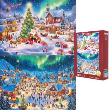 Imagem de Puzzle Pixlora Christmas 1000 peças para adultos, pacote com 2