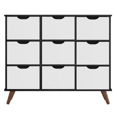 Imagem de Nicho Organizador Retro Preto com 9 Gavetas Brancas - Qmovi