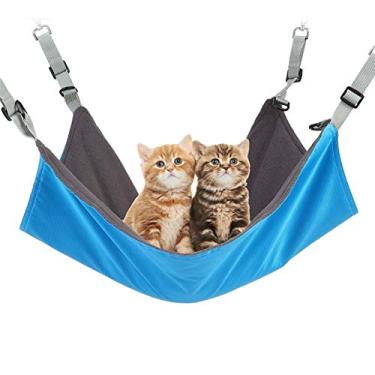 Imagem de RivenAn Rede suspensa para gatos, rede para animais de estimação para gaiola, cama ajustável para gatos, dois lados, confortável, impermeável, almofada sonolenta para gatos, cães pequenos, coelhos ou