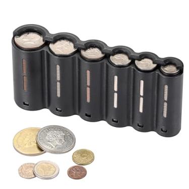 Imagem de BSTKEY Porta-moedas dos EUA, organizador de moedas portátil, comporta até 166 moedas, suporte de armazenamento de moedas preto de grande capacidade para garçonete de carro, garçonete, colecionador