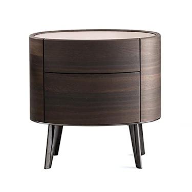 Imagem de GRFIT Mesas de cabeceira de madeira, mesa de cabeceira oval com gaveta, mesa de cabeceira vintage, mesa de cabeceira pequena para quarto, sala de estar, mesa de cabeceira pequena