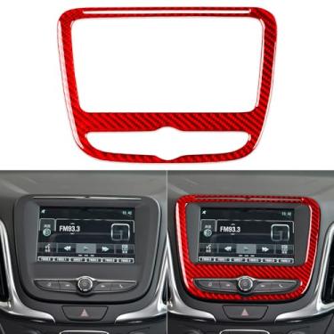 Imagem de GDFJGD Acessórios de fibra de carbono vermelho brilhante real para carro console central navegação painel de rádio GPS adesivo adesivo adesivo adequado para Chevrolet Equinox L/LS/LT/Premier 2018-2023