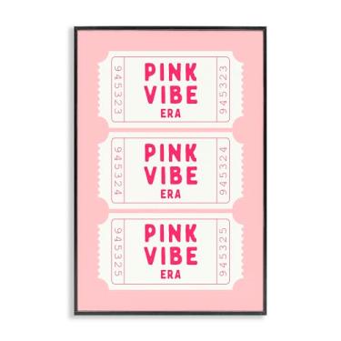 Imagem de Stupell Industries Pink Vibe Era Tickets Arte giclée emoldurada preta, design por Lettered and Lined, 24 x 16