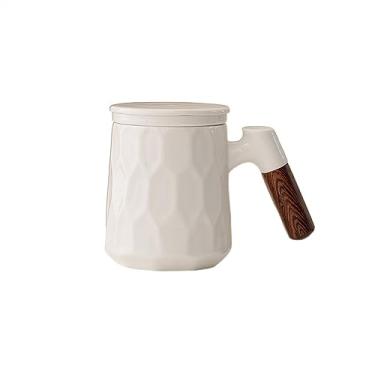 Imagem de GRFIT Caneca de porcelana branca chinesa xícara de escritório com tampa xícara de chá de separação de chá caneca de casa xícara de chá xícara de água xícara de café caneca de café (tamanho: A)