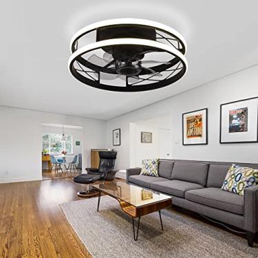 Imagem de Ventiladores de teto silenciosos para quartos infantis com luzes e motor DC reversível remoto 6 velocidades LED Ventiladores de teto com luz de 3 cores com lâmpadas e temporizador verão e in