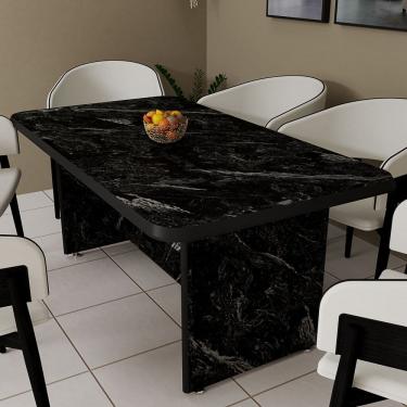 Imagem de Mesa Sala de Jantar Em MDF Estampa Marmorizada Para 6 Lugares