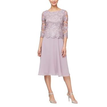 Imagem de Alex Evenings Vestido feminino com corpete bordado para mãe da noiva, vestido de convidada de casamento (tamanho pequeno e regular), Wisteria, 40
