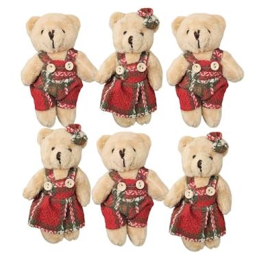 Imagem de Kit 6 Urso De Natal Pelúcia Casal Ursinho Enfeite Natal 12cm - MultiA