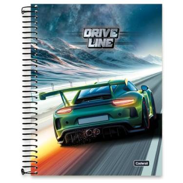Imagem de Caderno Universitário Cadersil 10 matérias Estampa Drive Line – 160 Folhas – Capa Dura Metalizada Espiral Preto – Miolo com microsserrilhas - Ideal para Escola ou Faculdade.