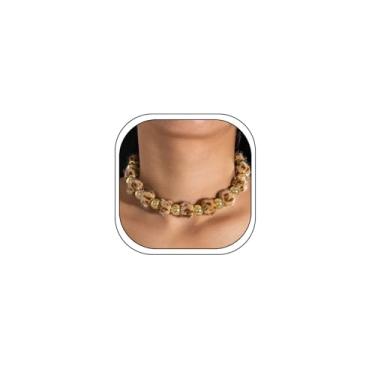 Imagem de liveliwithmin Colar gargantilha com contas de ouro e prata com estampa de leopardo, punk, hippie, animal, colarinho, outono, inverno, joias modernas para mulheres, one size, Metal, Sem Pedra Preciosa