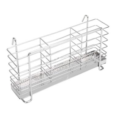 Imagem de Diydeg Escorredor de Utensílios, Cesto de Drenagem em Aço Inox 304 com 3 Compartimentos e Ganchos, para Colheres, Garfos, Facas, Hashis, Organizador de Balcão de Cozinha