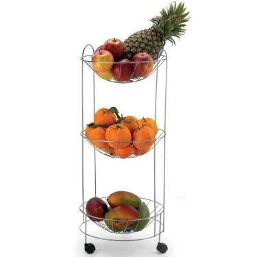 Imagem de Fruteira Tripla Redonda Com Rodízios Cromada - 1097 - Arthi