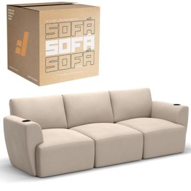 Imagem de Sofá 3 Lugares Sala De Estar em Tecido Linho Modular Damie Na Caixa, B