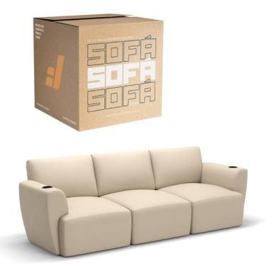 Imagem de Sofá 3 Lugares Sala De Estar em Couro Bovino Modular Damie Na Caixa, B