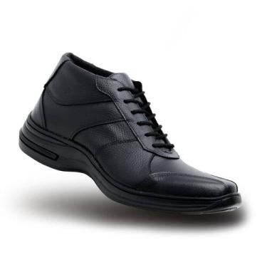 Imagem de Bota Sapato Social Cano Alta Cadarço Masculino Preto Conforto Trabalho