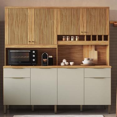 Imagem de Cozinha Compacta Concord 8 Portas 2 Gavetas 100% Mdf Amêndoa/Off White - Rio Doce