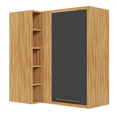 Imagem de Armário Aéreo Cozinha de Canto 1 Porta 1 Prateleira 100% Mdf Amêndoa/Cinza - Rio Doce