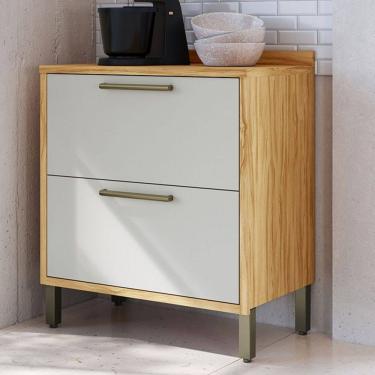 Imagem de Balcão de Cozinha 80 Cm Syrah 1 Porta 1 Gaveta 100% Mdf Amêndoa/Off White - Rio Doce