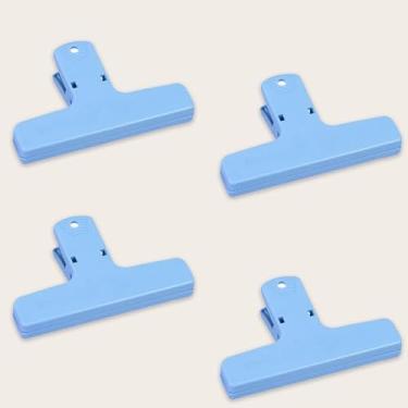 Imagem de Pacote com 4 pastas de arquivo coloridas A4 grampos de plástico coloridos prendedores - azul
