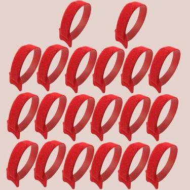 Imagem de 20 peças de abraçadeiras de nylon liberáveis, conjunto de abraçadeiras tipo T, organizadores de cabos, fitas adesivas de rede para fixação, vermelho