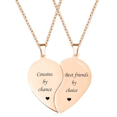 Imagem de Colar para 2 - Colar de coração combinando com pingente de melhores amigos, conjunto de 2 presentes de aniversário, One Size, Aço inoxidável, Sem Pedra Preciosa