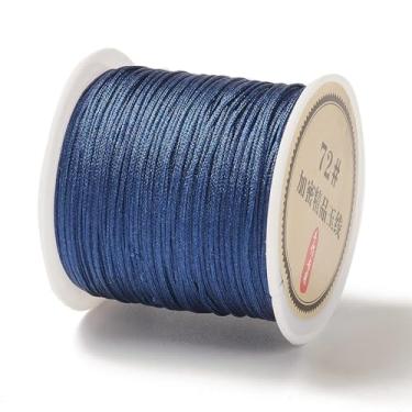 Imagem de Cordão de nylon de 0,8 mm para pulseiras, fabricação de joias, nó chinês, fio de nylon, contas para pulseiras trançadas da amizade, colares de macramê, artesanato faça você mesmo, azul marinho