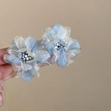 Imagem de Brincos de fada de malha doce brincos de malha fresca (azul), Large, Liga de aço, Sem pedra preciosa