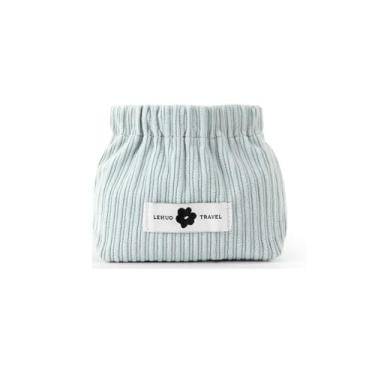 Imagem de Bolsa feminina para batom, mini bolsa de armazenamento macia de veludo cotelê (azul)