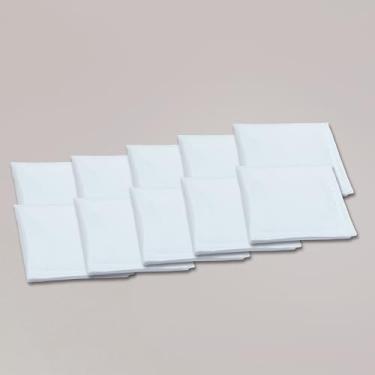 Imagem de Kit de 10 Guardanapos de Mesa Classic Tecido Oxford Maquinetado, 43x43cm, Acabamento com Bainha, para Mesa Posta, Jantares e Eventos (Branco)