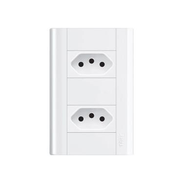 Imagem de Tomada Dupla Fame Modulare 2p+t 10a Com Placa 4x2 Branco