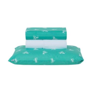 Imagem de Jogo De Lençol 3 Peças Solteiro Percal 180 Fios Homme 60% Algodão 40% Poliéster - Liberty Azul Ocean