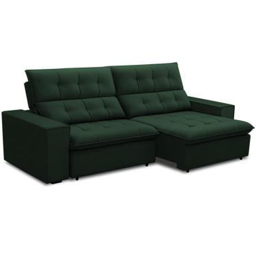 Imagem de Sofá Retrátil Reclinável Para Sala 3 Lugares 250cm Vincent F04 Veludo Verde - Lyam Decor