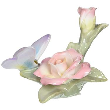 Imagem de Cosmos 96445 Estatueta de borboleta de porcelana fina com rosa rosa, 6,35 cm