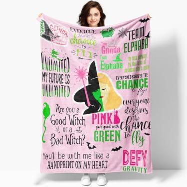 Imagem de Cobertor de flanela verde bruxa de 127 x 101 cm, chapéu Elphaba Glinda Magic Movie Land Blanket, vassoura rainha do mal presente, cobertor macio quente para todas as estações, cobertor macio e