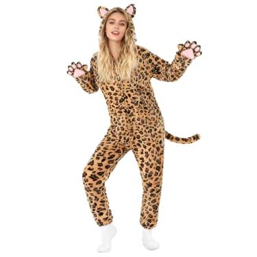 Imagem de Fantasia de gato de guepardo para mulheres, fantasia de leopardo de lã de Halloween para cosplay de animais, Cheetah, M