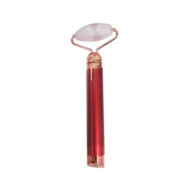 Imagem de Massageador Facial Roller Vibratório Profissional, Quartzo Rosa, Pilha AA, com 2 Cabeças de Fixação, para Redução de Rugas e Flacidez, Cores Sortidas