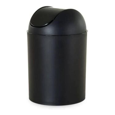 Imagem de 2X Lixeira Para Banheiro Tampa Basculante Plástica 5L Preta