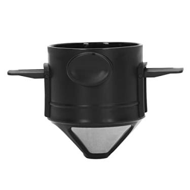 Imagem de ZAWELIYO Gotejador de café Sem de Aço Inoxidável 304 Reutilizável Com Alça, Filtro de café Dobrável para Caminhadas, ABS, Preto, 1,8 Onças