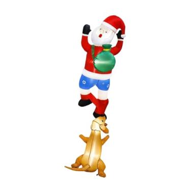 Imagem de IEUDNS Cachorro Papai Noel Inflável Escalando, Decoração Natalina para Quintal E Jardim.