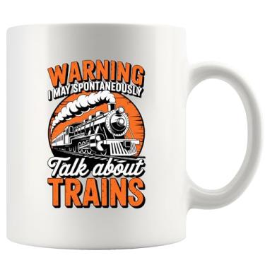 Imagem de Panvola Warning I May Spontaneously Talk About Trains Train Lovers Gifts For Women Men Steam Engine Novelty Drinkware Caneca de cerâmica 325 ml branca