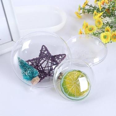Imagem de Enfeites de Natal 6 peças/pacote de plástico para decoração de casa, bola de flores secas, adereços para fotos, embalagem de doces, caixa de presente DIY transparente (7 cm)