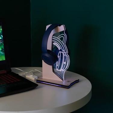 Imagem de Suporte Headset Gamer Girl com LED RGB (USB) - Organizador de Mesa para Fones de Ouvido, PC Setup, Acessório Gaming Pink Estilo
